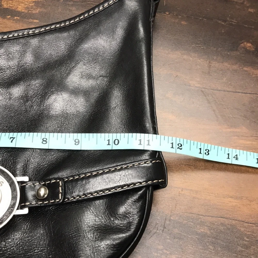 Michael Kors Black Leather Shield Hobo Bag